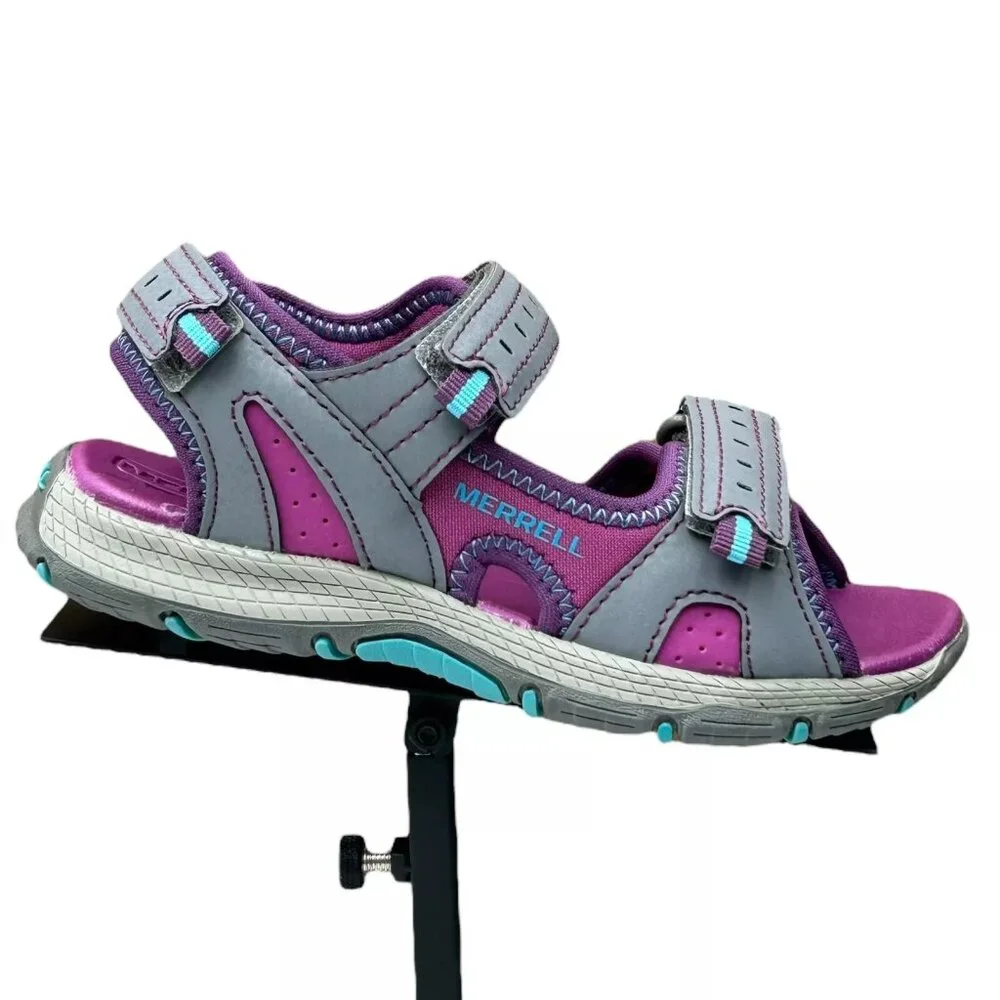 Merrell Little Girls Sport Sandal Size 12 Fuchsia/Gray Adjustable Strap Open Toe